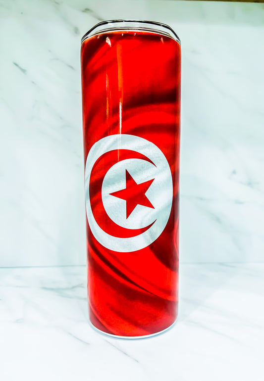 20oz Skinny Tumbler With Tunisian Flag