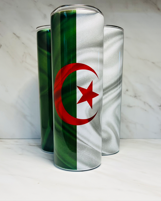 20 oz Skinny Tumbler With Algerian Flag
