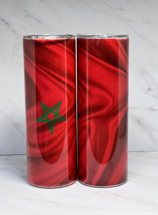 20oz Skinny Tumbler with Moroccan Flag